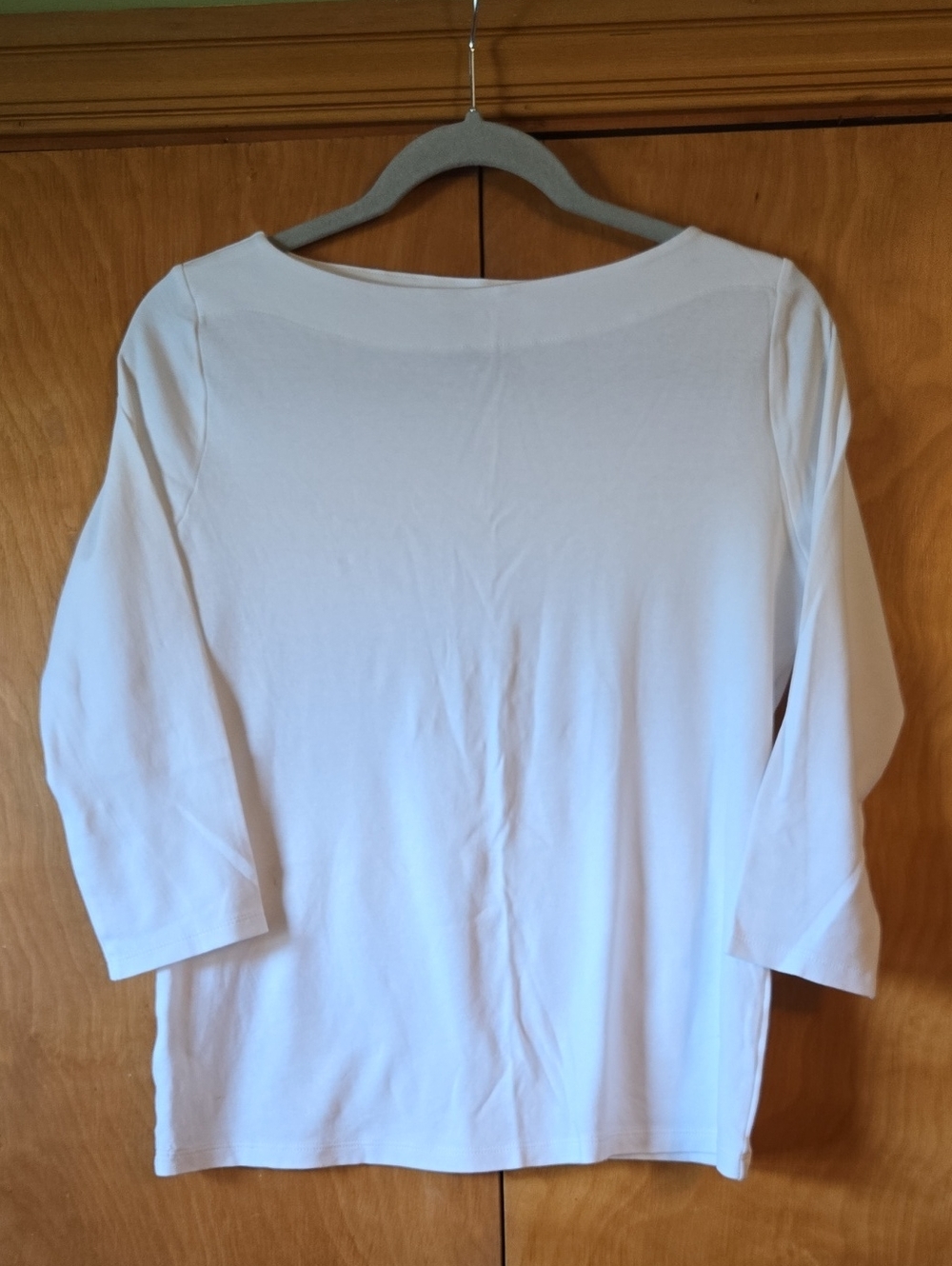 Ann Taylor White Boat Neck 3/4 Sleeve Top